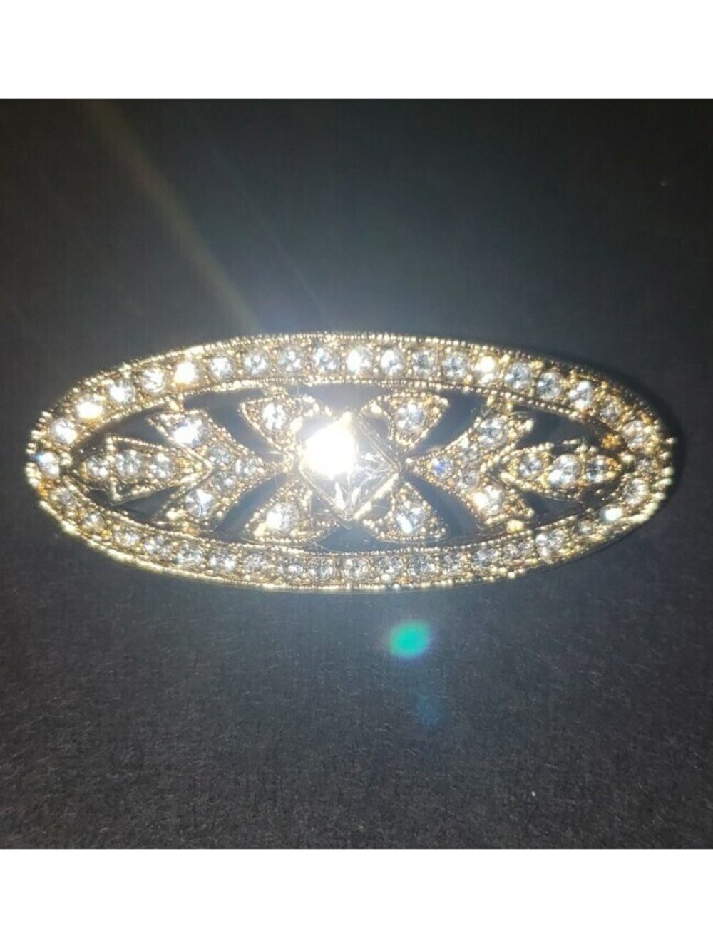 VTG NAPIER Rhinestone Brooch Gorgeous Bright Crisp Signed Goldtone Pin